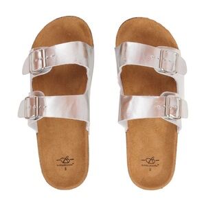 Silver Double Strap Sandals